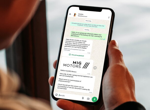 Afspraak onderhoud en herstellingen via WhatsApp